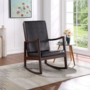 Raina - Rocking Chair - Dark Brown Synthetic Leather & Espresso