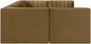 Rummi - Armless Velvet Performance Fabric Upholstered 6 Piece Modular Sectional