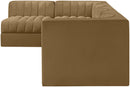 Rummi - Velvet Performance Fabric Upholstered 5 Piece Modular Sectional, L-Shaped (Right)