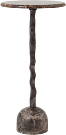Helix - Genuine Marble Top And Aluminum Base End / Side Table - Brown / Bronze
