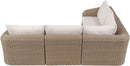 Seacrest - Olefin Water Resistant Fabric And Wicker 4 Piece Outdoor Patio Modular Sectional