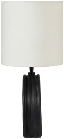 Lithos - Genuine Marble Base And Linen Textured Fabric Shade Table Lamp