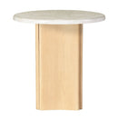 Qwin - End Table With Marble Top - Marble Top & Oak