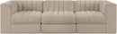 Rummi - Velvet Performance Fabric Upholstered 3 Piece Modular Sofa