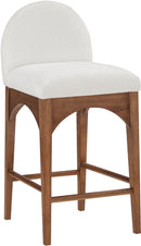 Waldorf - Chenille Stool With Brown Legs