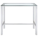 Tolbert - Rectangular Glass Top Pub Bar Table - Chrome