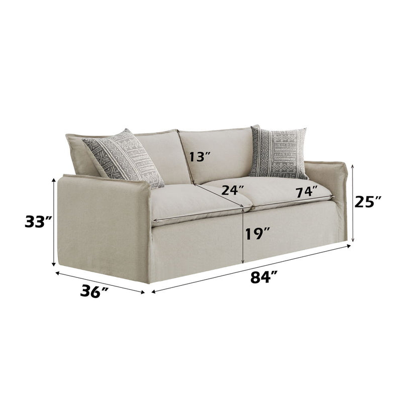 Upendo - Sofa With 2 Pillows - Beige Linen