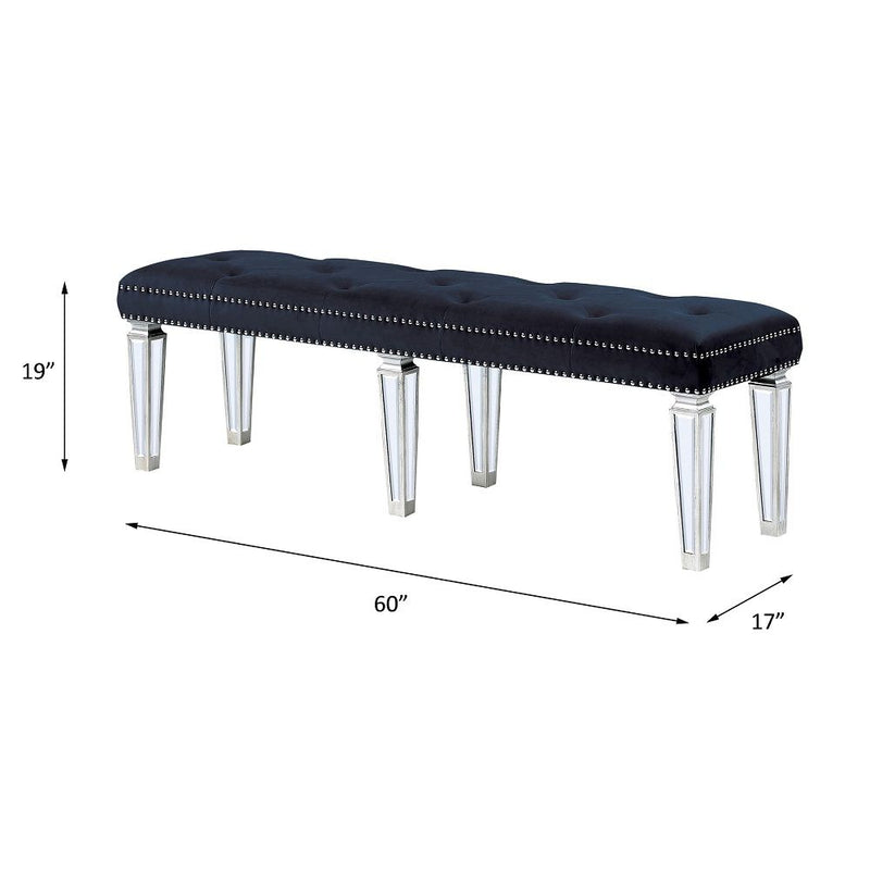 Varian - Bench - Dark Navy Velvet & Mirrored