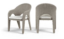 Seacrest - Olefin Water Resistant Fabric And Wicker Outdoor Patio Dining Chair