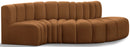 Arc - Velvet 4 Piece L-Shaped Modular Sofa - Saddle