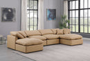 Indulge - Faux Leather 6 Piece Modular Double Chaise Sectional - Tan