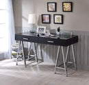 Coleen - Writing Desk With USB - Black High Gloss & Chrome