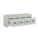 Berci - Bench With Storage - Beige Fabric & White