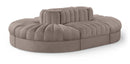 Rummi - Oval Velvet Performance Fabric Upholstered 6 Piece Modular Sectional
