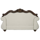 Pierce - Loveseat With 3 Pillows - Beige Fabric & Cherry