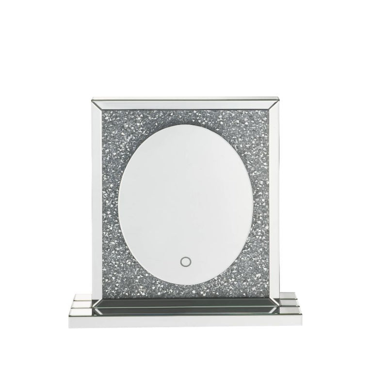 Noralie - 23" Accent Mirror With LED - Mirrored & Faux Diamonds