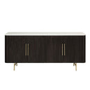 Clayten - Server - White Natural Marble Top & Espresso