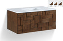 Leonardo - Engineered Stone And Solid Wood 24" Wall Mounted Bathroom Vanity