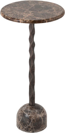 Helix - Genuine Marble Top And Aluminum Base End / Side Table - Brown / Bronze