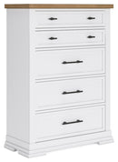 Ashbryn - Five Drawer Chest - White / Natural