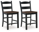Valebeck - Barstool (Set of 2) - Black / Brown
