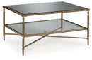 Cloverty - Rectangular Cocktail Table - Aged Gold Finish